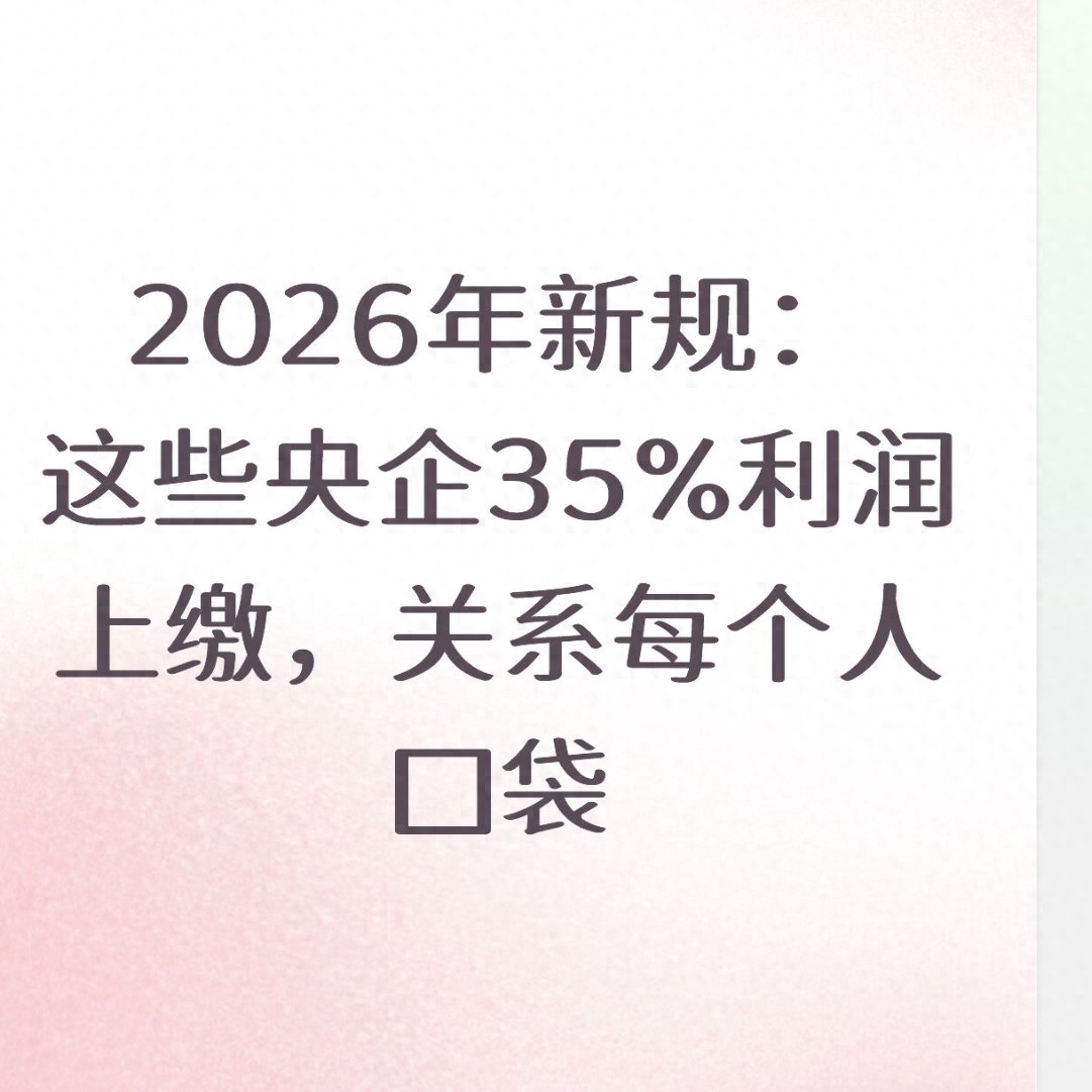 2026国企利润率上调，35%利润上缴，养老看病多收钱